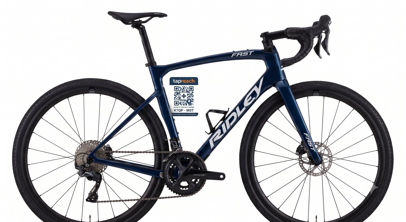 Road bicycle with TapReach QR sticker on frame